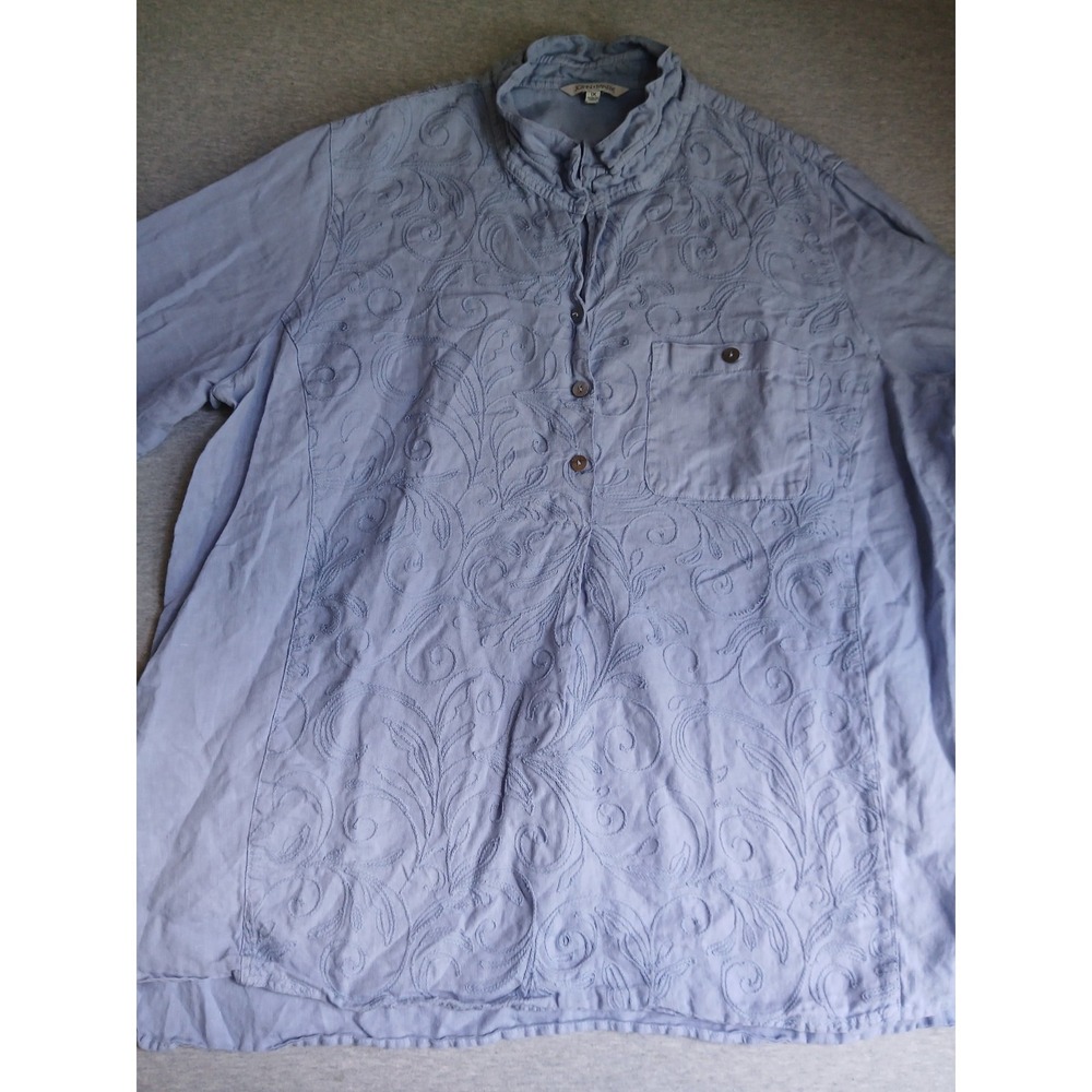 John Mark Top 1x Linen Tunic Embroidered Cottage Hippie Peasant Boho Bohemian